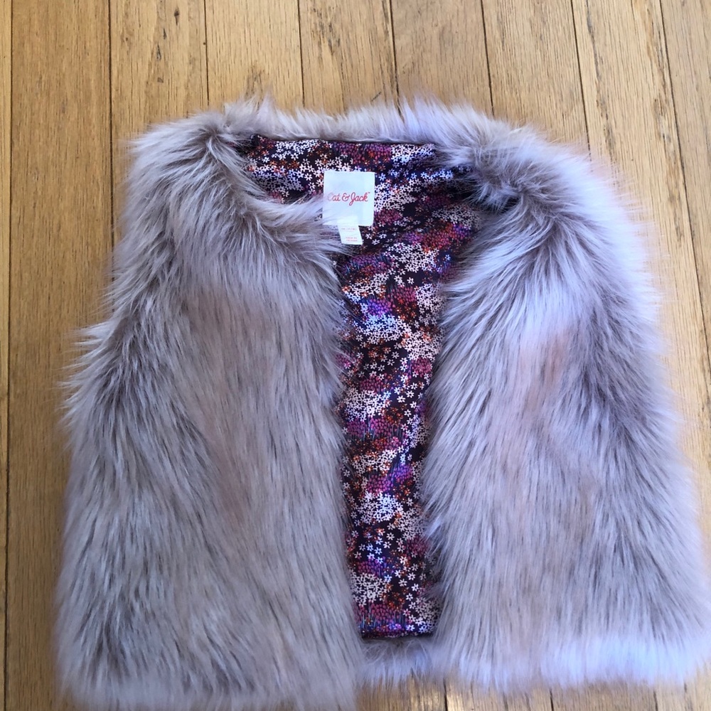 Girls fur vest light lavender/pink